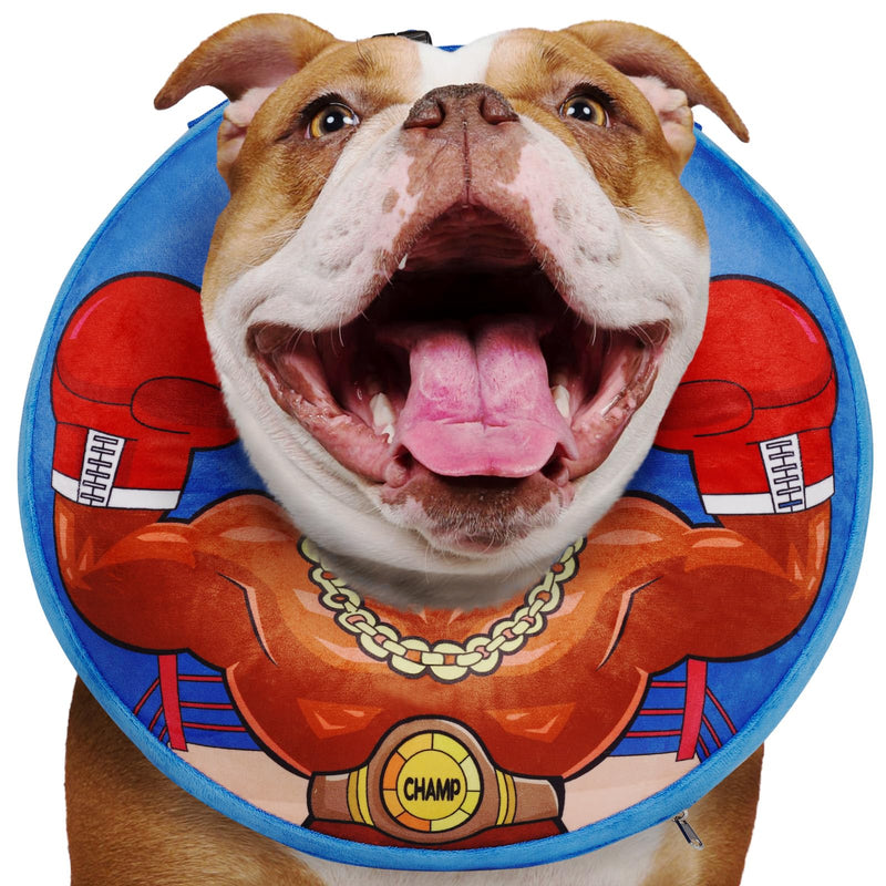 Crazy Felix Soft Donut Cone for Dogs to Stop Licking Dog Pillow Cone Collar After Surgery Inflatable Dog Cone Alternative for Small Medium Large Dogs, Elizabethan Collar for Bulldog Boxer Blue L - PawsPlanet Australia