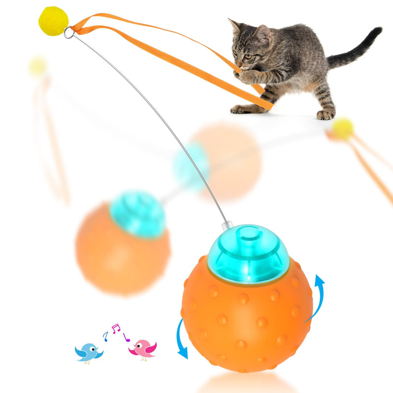 Interactive Cat Toy Ball, Touch Activated Cat Toys for Indoor Cats with Chirping Bird, Automatic Rolling Ball, Rechargeable Self Play Cat Toys Yellow - PawsPlanet Australia