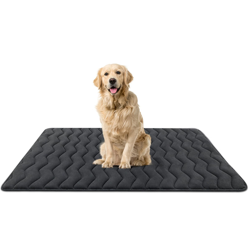 Bubble bear Dog Crate Mat - Upgraded Thick, Ultra Soft, Washable & Anti-Slip Kennel Pad for Small/Medium/Large Dogs, Dark-Hued to Hide Stains (42"x28") Upgraded Thick Black 42.0"L x 28.0"W - PawsPlanet Australia