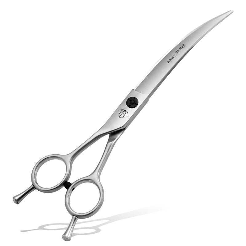 Dog Grooming Scissors: 7.0" Left Handed Pet Shears Made Of Advanced Stainless Steel Alloy for Trimming Dogs Cats and Other Pets Face and Paws Curved 7.0" - PawsPlanet Australia