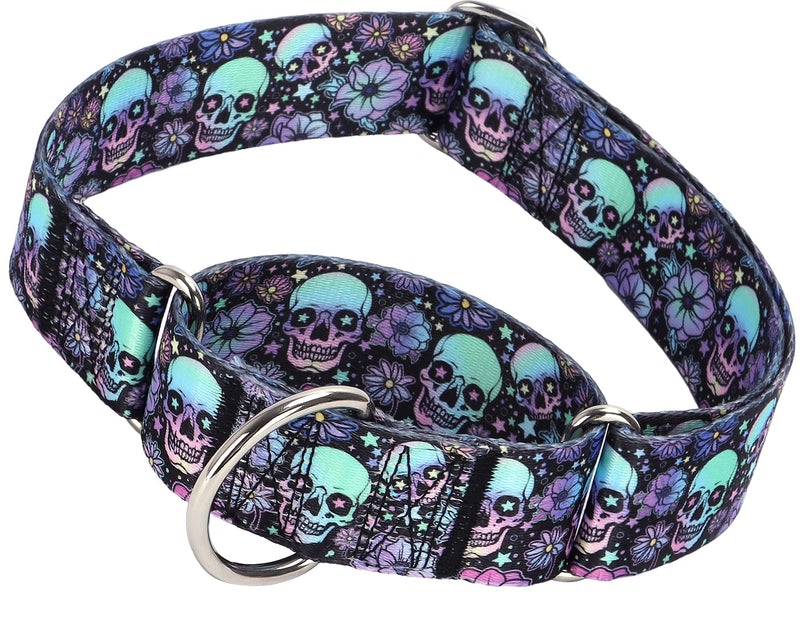 Martingale Dog Collar 1.5 Inch Wide - Heavy Duty Skull Design for Large Dogs, Adjustable Training Collar for Walking, Hunting, and Outdoor Activities - Perfect for Boys and Girls (M) 11 M Neck 15-20" - PawsPlanet Australia