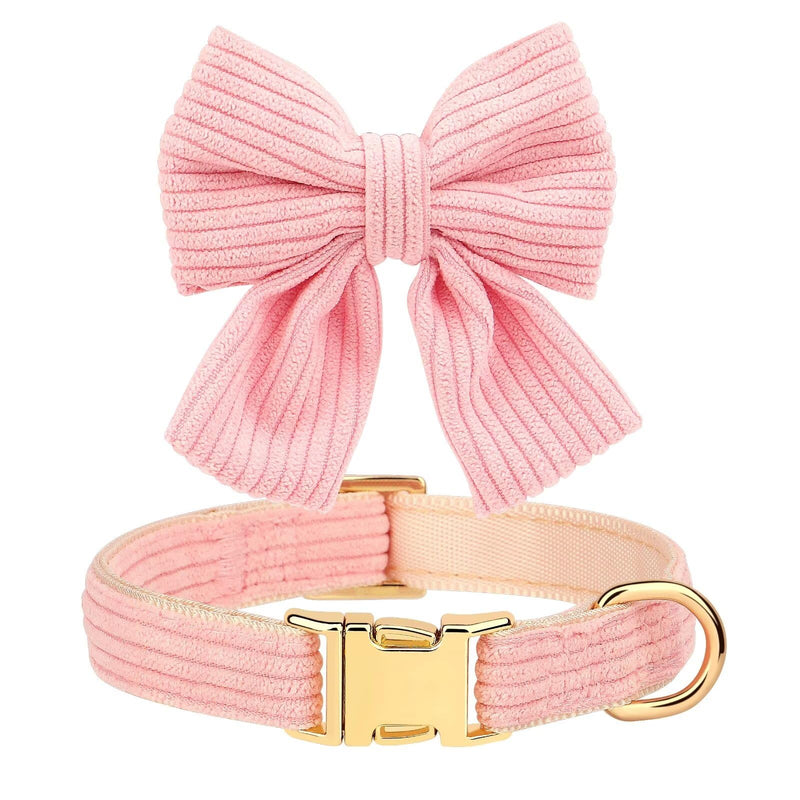 Beirui Girl Dog Collars with Bowtie, Adjustable Cute Dog Collar for Wedding and Holiday, Soft Pet Collar for Small Dogs, Pink S S: Fit 10-20lbs - PawsPlanet Australia