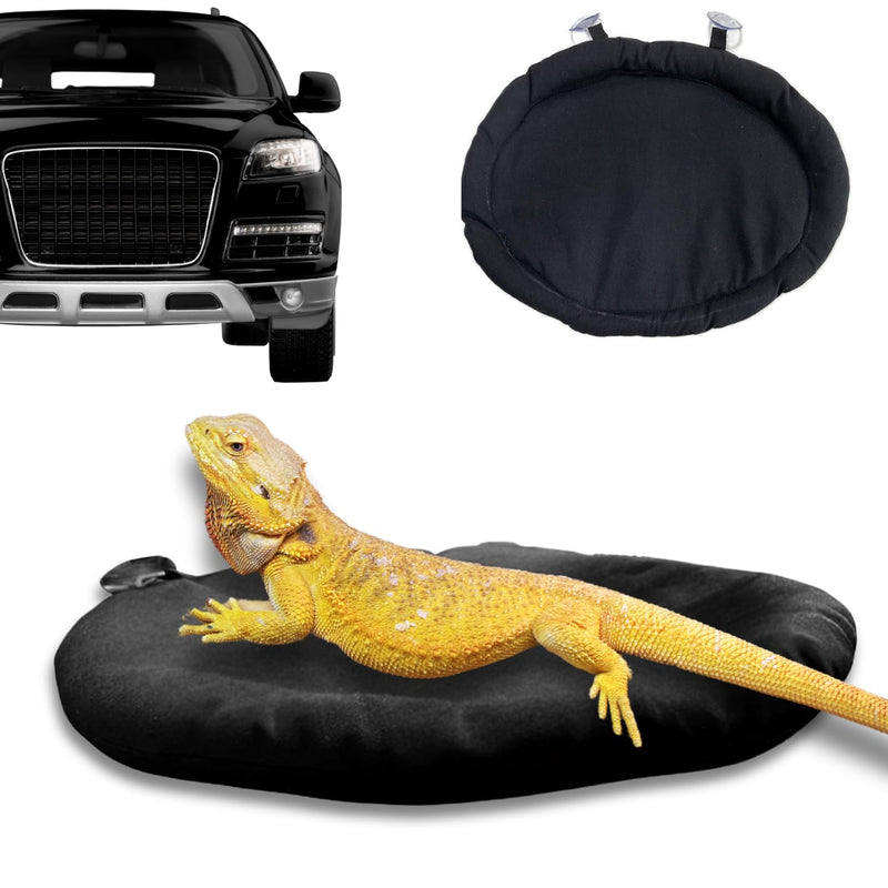Bearded Dragon Bed Soft Mat with Suction Cup Bearded Dragon Sleep Cushion Washable for Travel Reptile Tank Accessories Small Animal Carrier for Lizard Leopard Gecko (Black) Black - PawsPlanet Australia