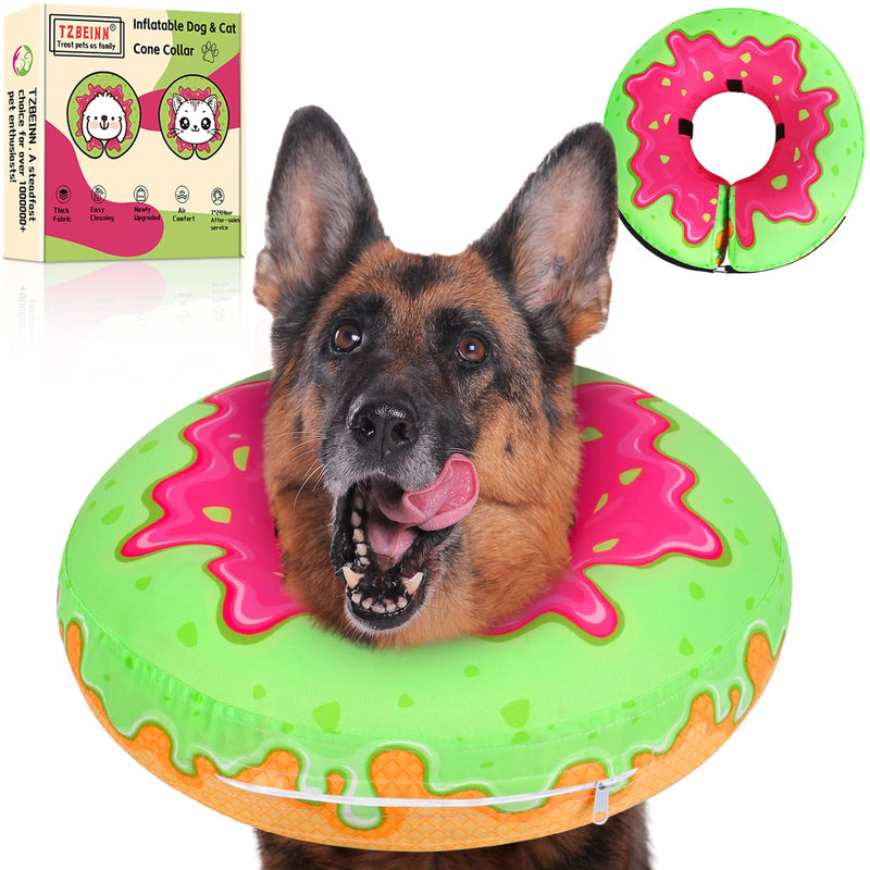 Inflatable Dog Pillow Cone Collar Alternative After Surgery, Donut Soft Head Cone for Golden & German Shepherd Extra Large Dogs, etc, Protective Comfortable E Collar Recovery Cone Not Block Vision Waterproof twill fabric - PawsPlanet Australia