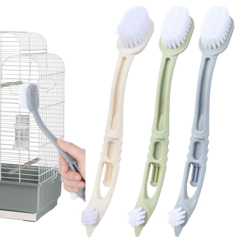4 Pcs Bird Cage Cleaner with Two Brush Plastic Heads Long Handle Tool for Cleaning Bird Cages ssential Bird Cage Accessory - PawsPlanet Australia