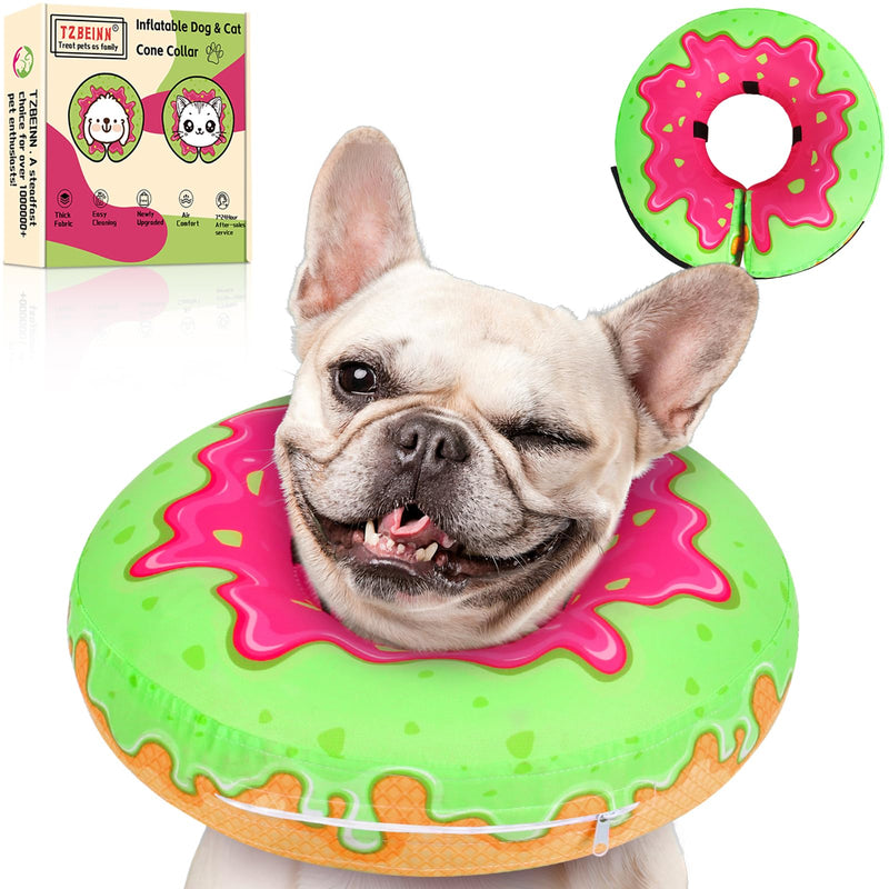 Inflatable Dog Pillow Cone Collar Alternative After Surgery, Donut Soft Head/Neck Cone for Beagle Dachshund Medium Dogs, etc, Protective Comfortable E Collar Recovery Cone Does Not Block Vision Waterproof twill fabric Medium Sized(Neck:10.2-15in) - PawsPlanet Australia