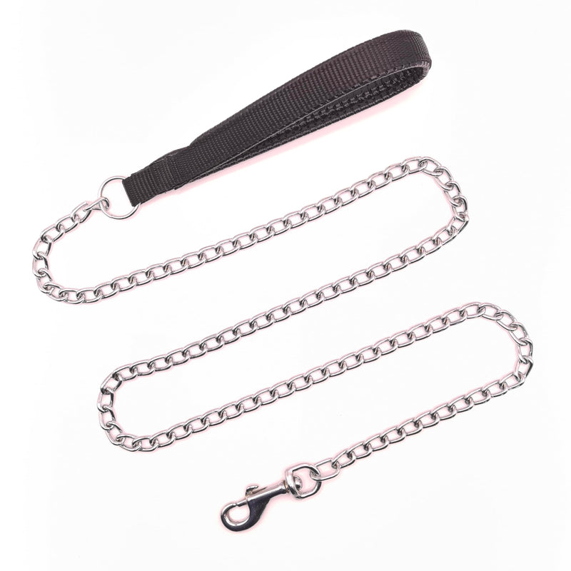 Heavy Duty Dog Chain, Metal Dog Lead Durable Strong Chew Proof Dog Leashes for Small Medium Large Breed Pet Dogs, 4.0mm * 4ft Black Handle XXL(4 ft. x 4.0 mm) - PawsPlanet Australia