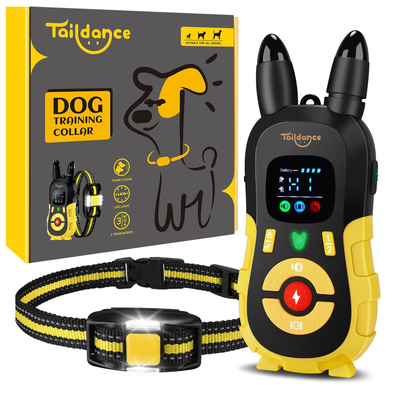 2025 New,Shock Collar for Dogs with 3300FT Remote (15-150lbs), Light for Night Walks, IP67 Waterproof, 124 Training Levels, Rechargeable Dog Training Collar, Dog Shock E-Collar for Large Medium Dogs Yellow - PawsPlanet Australia