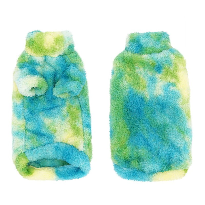 Sphynx Cat Warm Turtleneck Sweater, Thick Soft Double-Sided Fleece Clothes for Cats, Two-Legged Winter Onesie for Cats and Small Dogs,Pjs for Cats and Puppy (Green Tie-dye, S (2-3.5lbs)) Green Tie-dye S (2-3.5lbs) - PawsPlanet Australia