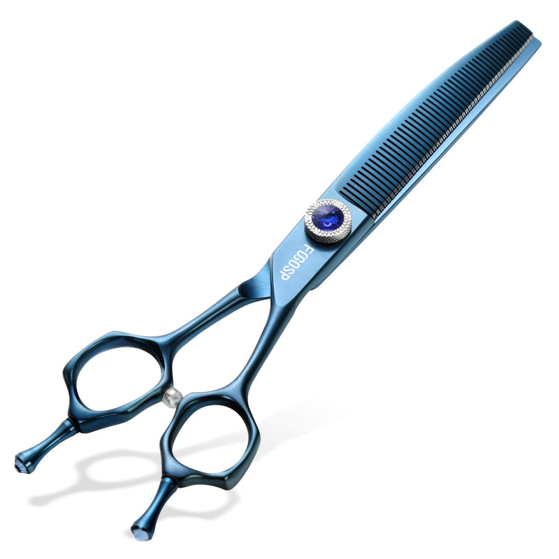 Professional Curved Thinning Dog Grooming Scissors 7'' Curved Thinner Shears for Dogs Pet 52 Teeth Japan VG10 Sharp and Smooth(7Curved Thinner, Blue) 7.0 in Curved Thinners Prussian Blue - PawsPlanet Australia