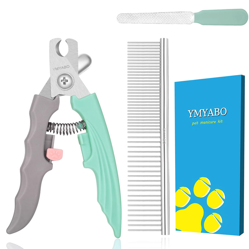 Dog Nail Clipper,Pet Nail Trimmers Safety Guard to Aviod Over Cutting,Puppy Cat Claw Trimmer,with Free Dog Comb & Nail File, Sharp Grooming Clipper, Great for Thick Toenail, Green - PawsPlanet Australia