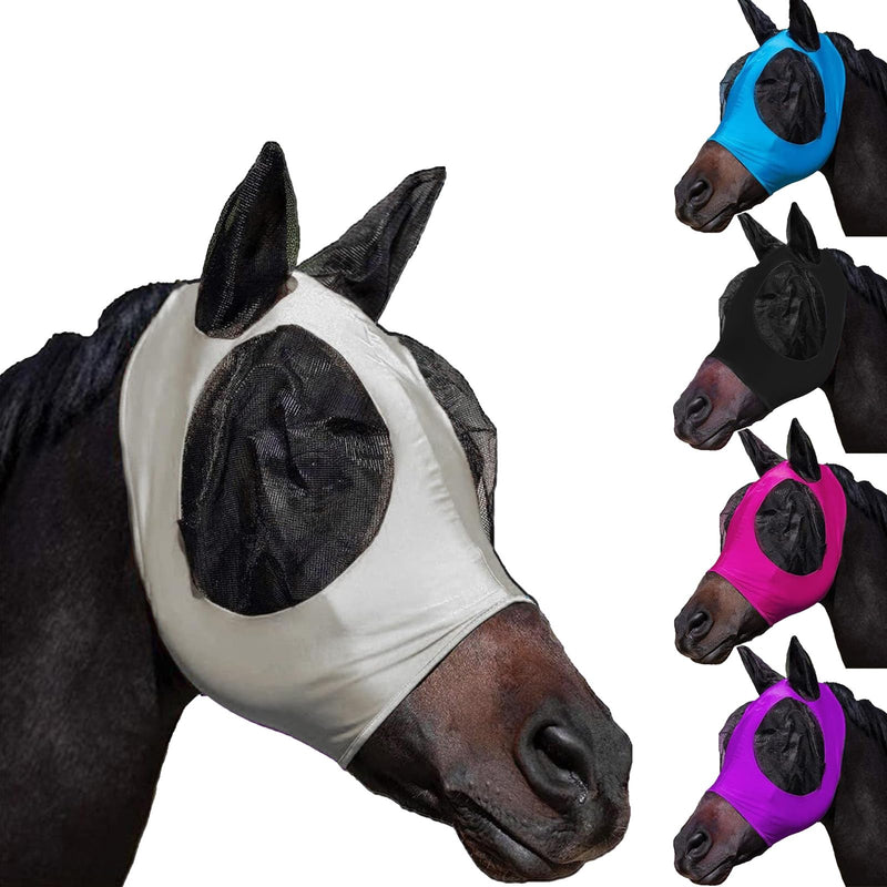 Upgrade Horse Fly Mask Elastic Fly Masks for Horses with Ears ，Adjustable UV Protection, Breathable Material (Gray, Free Size) Gray - PawsPlanet Australia