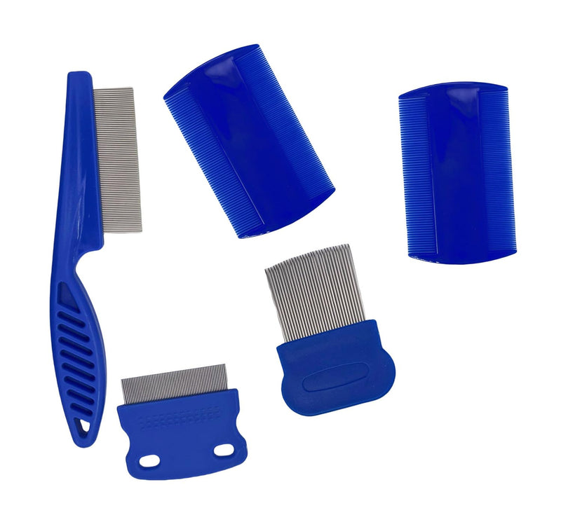5 PCS Flea Lice Combs Grooming Fine Tooth Hair Combs for Dogs Cats (Blue, One Size) Blue - PawsPlanet Australia