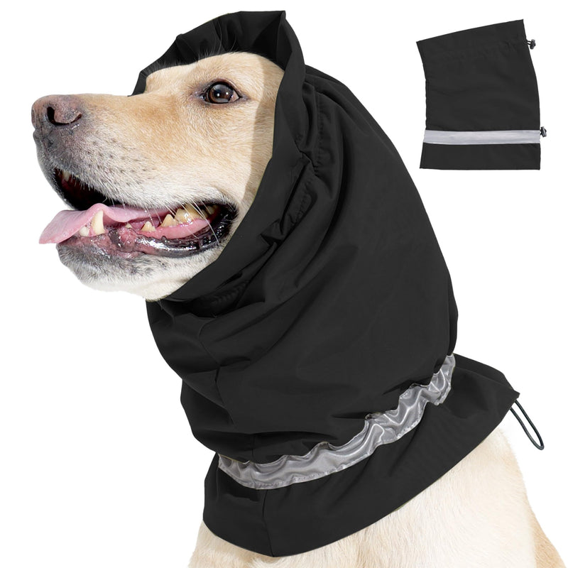 Dog Ear Cover Adjustable Ear Protection Winter Warm Outdoor Rainproof Travel Coldproof Dog Neck Wrap Black L Large - PawsPlanet Australia