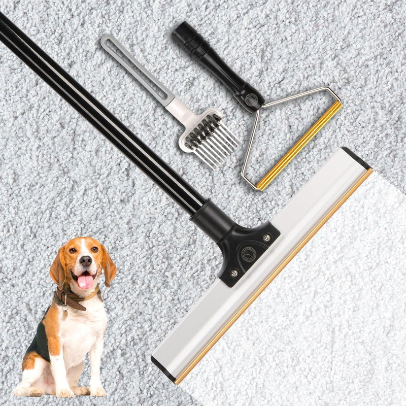 62" Carpet Rake for Pet Hair Removal – Adjustable Carpet Broom Bundle with Carpet Scraper & Hair Picker, Pet Hair Removal Tool for Dog & Cat Hair, Rug Rake Carpet Brush for Furniture & Carpets - PawsPlanet Australia