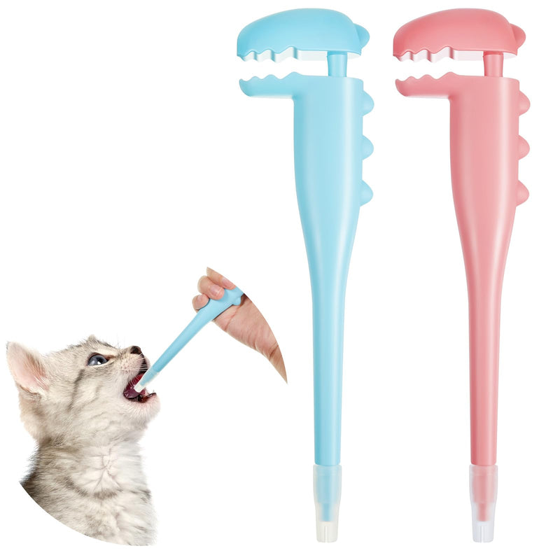 2 Pcs Pet Pill Shooter for Cat Dog Pill Shooter Pet Pill Dispenser Cat Pill Gun Oral Tablet Capsule Silicone Syringes with Soft Tip for Cats Dogs Small Animals, Blue and Pink - PawsPlanet Australia