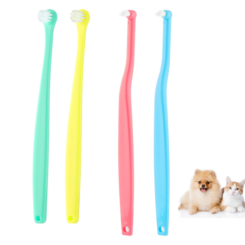 4pcs Dog & Cat Toothbrush, Round & Pointed Soft Bristle Pets Toothbrush Micro Head Kitten Teeth Cleaning Brush Dental Care for Puppy Kitty Reduce Plaque Tartar Formation & Bad Breath (Color 2) Color 2 - PawsPlanet Australia