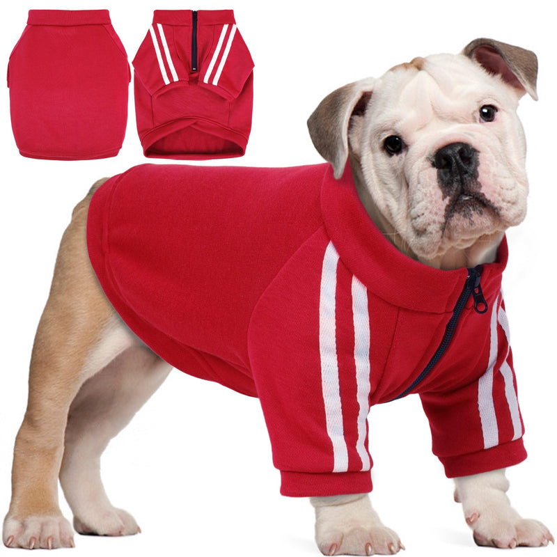 PUMYPOREITY Dog Hoodie for French Bulldog, Pullover Stretchy Dog Hoodies for Frenchie, Soft Dog Sweatshirts, Frenchie Clothes for Cold Weather, Red, L Large - PawsPlanet Australia