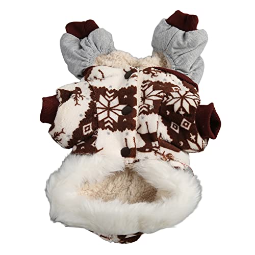 Christmas Dog Hooded Coat Thick Snowflake Elk Dog Winter Jacket for Small Medium Dogs (M) M