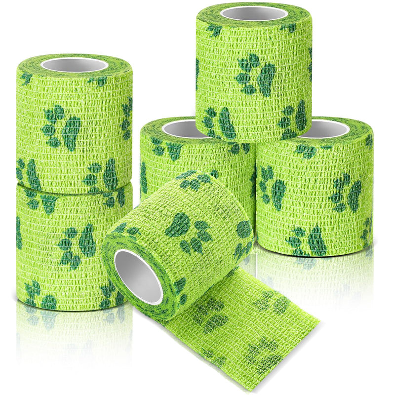 Geiserailie 6 Rolls No Chew Bandage for Dogs Self Adhesive Non-Woven Bitter Bandage Wrap for Dogs' Legs Paws Wounds Cats Animal, Green(2 Inches X 5 yd) about 2 inches x 5 yd/ 5 cm x 4.5 m - PawsPlanet Australia