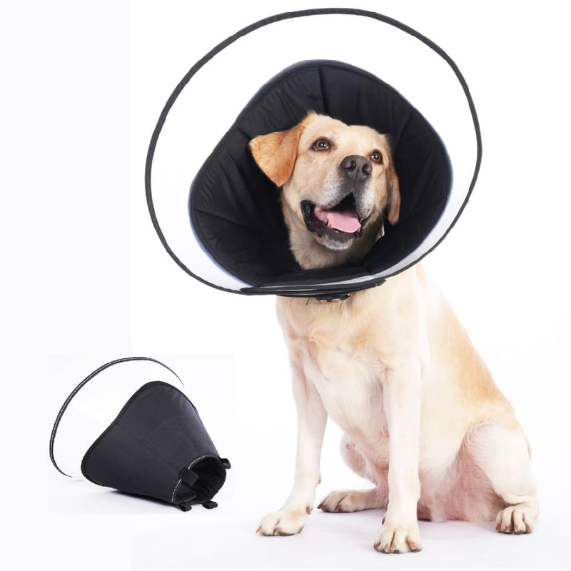 Dog Cone Collar, Pet Cone for Dogs to Stop Licking, Comfy Dog Cones for Large Medium Small Dogs, Soft Cones for Dogs After Surgery, Cone of Shame for Dogs Head Neck Elizabethan Collar (Black, ML) Black ML(14.8"-17.0") - PawsPlanet Australia