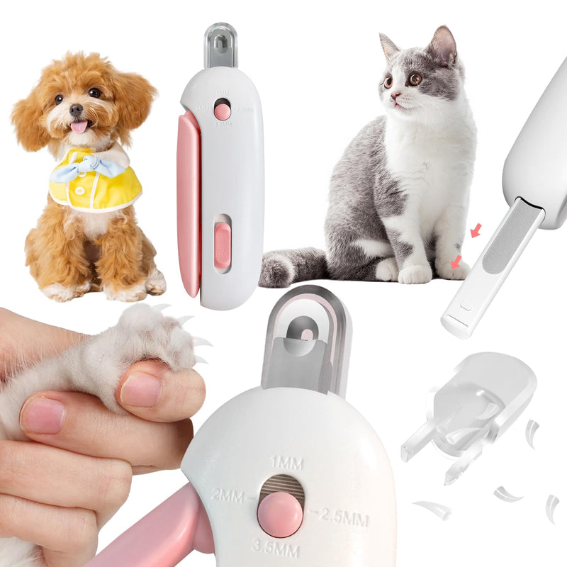 Cat Nail Clipper with Adjustable Aperture, Small Dog Nail Trimmer with 4 Gears & Nail File, Safe Pet Claw Clipper Grooming Tool to Avoid Over Cutting, Professional Pet Nail Cutter for Beginners (Pink) Pink - PawsPlanet Australia