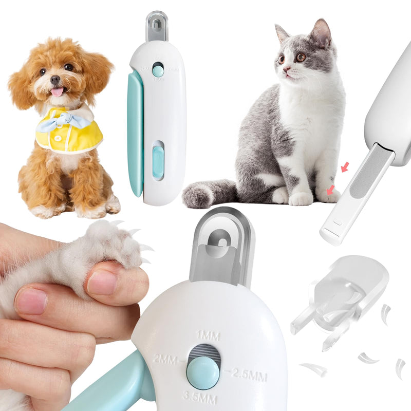 Cat Nail Clipper with Adjustable Aperture, Dog Nail Trimmer with Nail File for Puppies, Safe Pet Claw Clipper Grooming Tool to Avoid Over Cutting, Professional Pet Nail Cutter for Beginners (Blue) Blue - PawsPlanet Australia