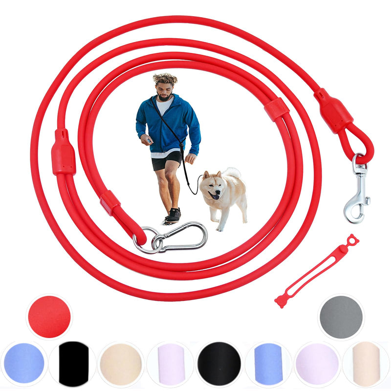 Hands Free Dog Leash Crossbody & Waist for Walking, 9-in-1 No Pull Dog Harness & Leash Set, Heavy Duty Waterproof Slip Lead for Large Medium Breeds (20-120lbs, Red) Large - 9mm Diameter - 20-120lbs Neon Coral - PawsPlanet Australia