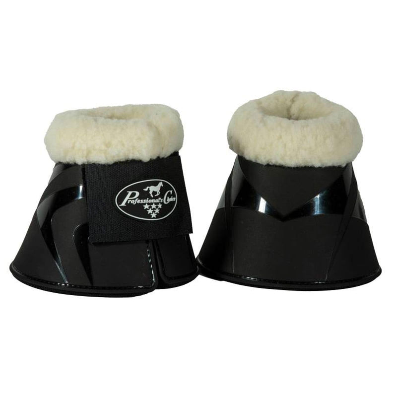 Professional's Choice Hard Shell All-Purpose Bell Boots | Durable and Shock Absorbing | Full Coverage | Easy to Clean Large With Fleece Black - PawsPlanet Australia