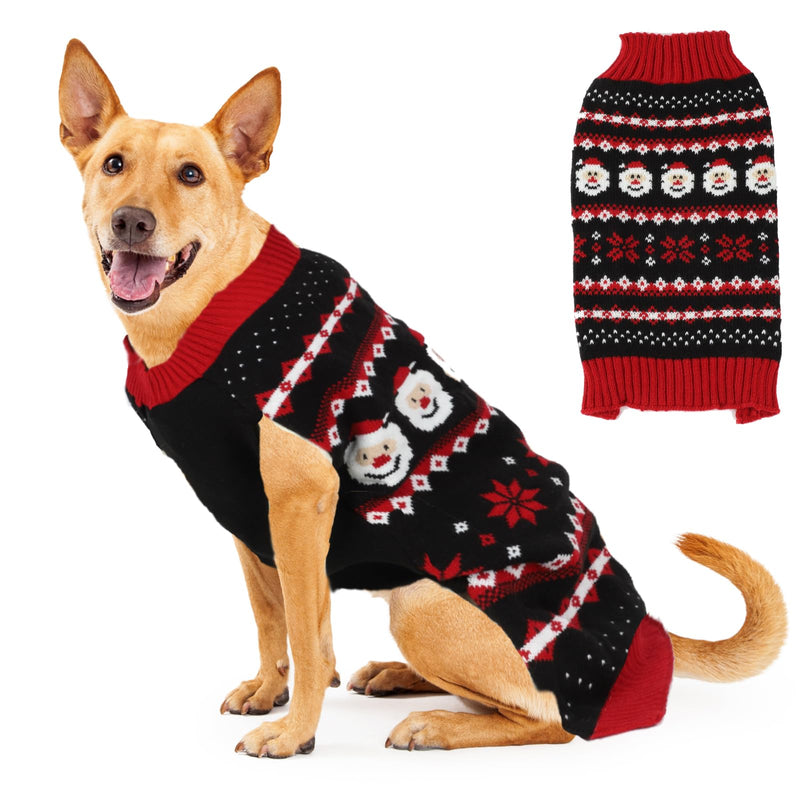 HAPEE Christmas Sweater for Large Dogs, Santa Pet Clothes, Xmas Accessories, Dog Apparel (P04-RedBlack Santa, XX-Large) P04-RedBlack Santa - PawsPlanet Australia