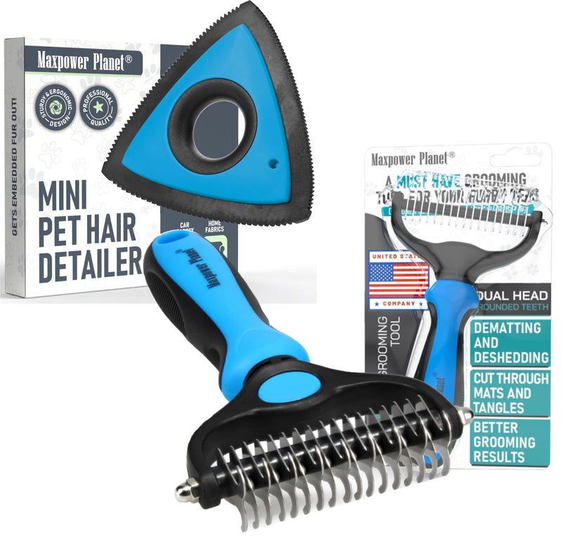 Maxpower Planet Dog Grooming Rake and Detailer - Dermatting Brush and Hair Remover for Pets - PawsPlanet Australia