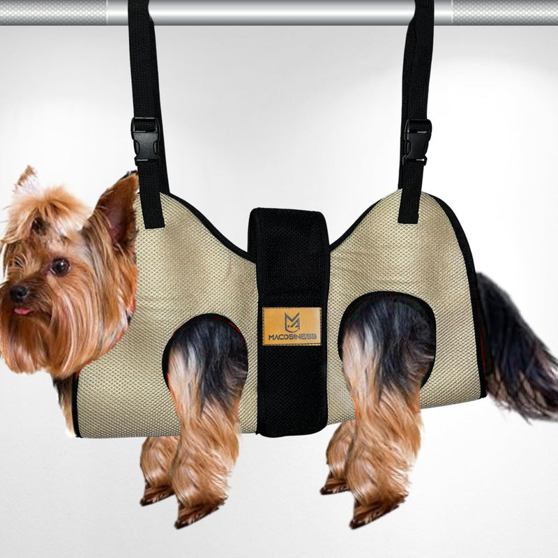 2025 2-in-1 - Dog Grooming Hammock - Dog Sling - Dog Grooming Harness - Dog Slings for Small Dogs - Dog Hammock for Nail Trim - Dog Carrier Sling - Cat Grooming Hammock - Dog Sling Carrier - Pet Sling HAMMOCK AND SLING Cream with Black S - PawsPlanet Australia