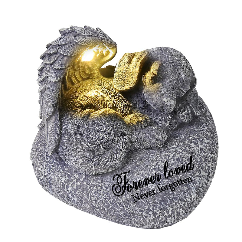 Pet Memorial Gifts for Dogs,Hand-Sculpted Resin Pet Loss Sympathy Gift with LED Light, Pet Angel Sleeping Dog Memorial Stone Statue Pet Headstone Grave Markes for Loss Dog Sympathy Gift - PawsPlanet Australia