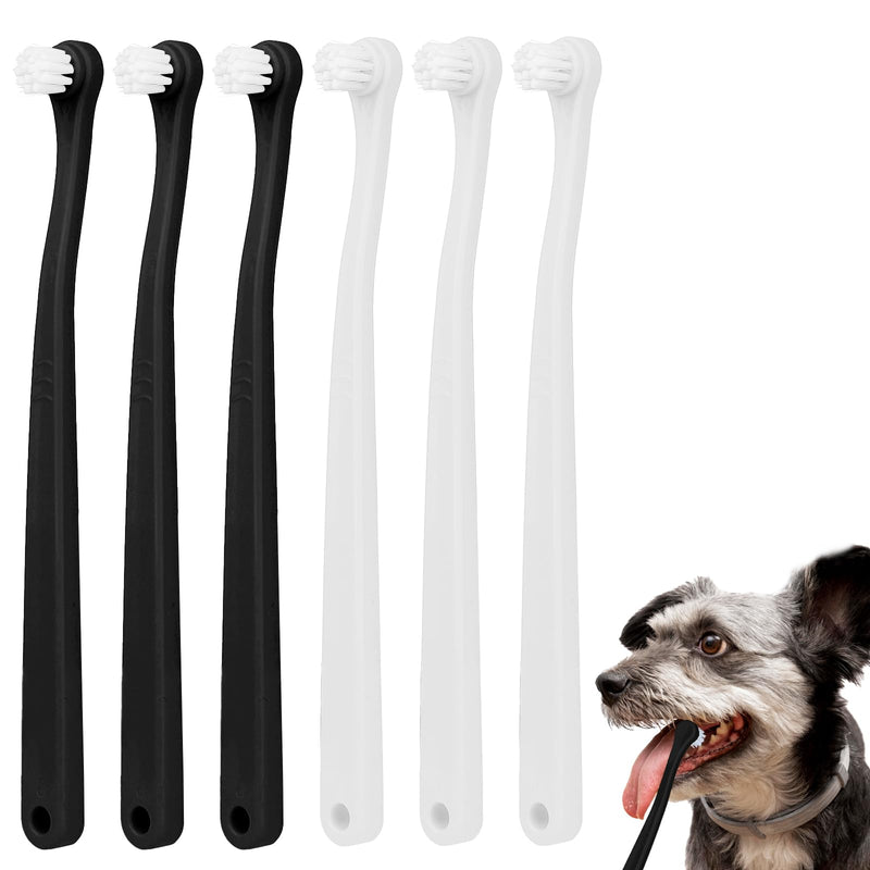6Pcs Small Dog & Cat Toothbrush Kit - Soft Mini Brushes, Travel Portable, Deep Clean for Puppy, Kitten & Small Dog Black+white - PawsPlanet Australia