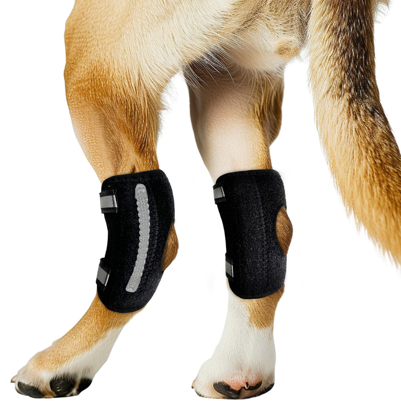 Dog Knee Brace for Rear Leg Torn ACL, Canine Rear Hock Joint Support, Joint Injury and Sprain Protection, Removable Design, Comes with 4 Spring Bars and 4 Steel Bars (L Pair) L-Pair - PawsPlanet Australia