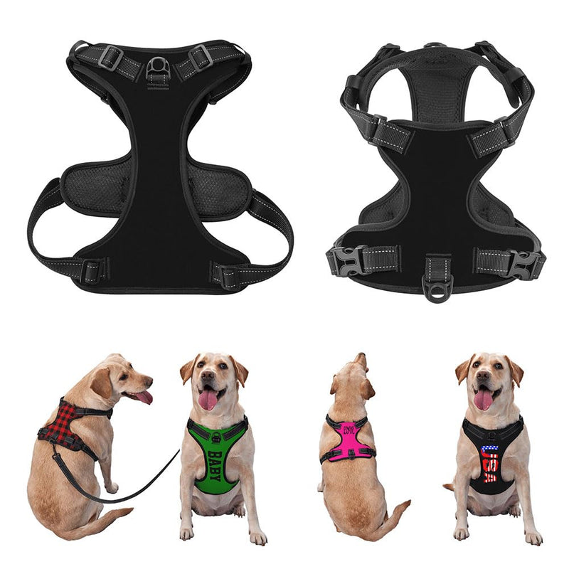 Custom Name Harness for Dog, Customized Pet Harnesses for Large Dogs, Personalized Dog Harness for Small Dog, Custom Pet Vest for Puppy, No Pull Dog Vests Personalization, BlankBlack, L - PawsPlanet Australia
