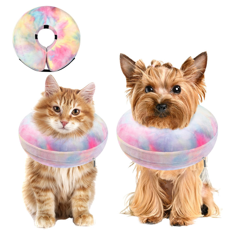 Dog Cone, Uadonile Inflatable Dog Cone Collar for Dogs and Cats, Dog Neck Collar Recovery E-Collar Alternative After Surgery, Elizabethan Collar for Dogs Recovery(Tie-dye Pink Blue, S) - PawsPlanet Australia