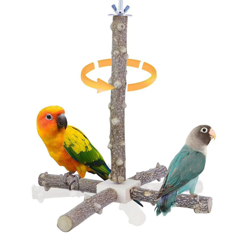Bird Perch Stand Toy, Interactive Spinning Bird Toys, Wooden Parrot Perch,Bird Cage Perch Toy for Parakeets, Budgies, Lovebirds Cockatiel - PawsPlanet Australia