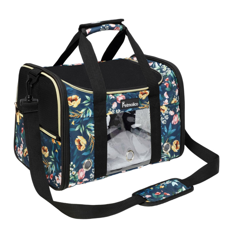 Petmolico Cat Carrier Soft-Sided Pet Bag for Small Medium Cats Puppies 16LBs - Airline Approved Pet Travel Carrier 3 Open Doors (Medium,Green Peony) Green Peony - PawsPlanet Australia