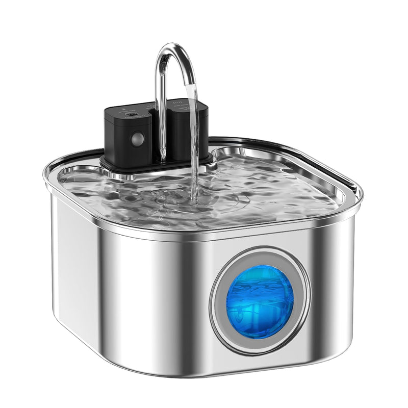 Wireless Cat Water Fountain，[Rechargeable & Faucet ] Stainless Steel Battery Operated Cat Water Fountain, 108oz/ 3.2l Automatic Cordless Pet Fountain -Dog Fountain with 4200 Mah Battery Wireless cat fountain - PawsPlanet Australia