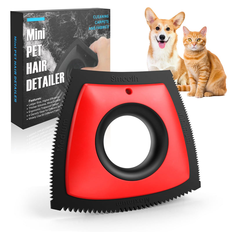Pet Hair Removal Tool, Cat & Dog Hair Remover for Car Couch Furniture Carpet Clothing, Triangle Multi-Surface Pet Hair Remover for Auto Interior Detailing Supplies Mini Pet Hair Detailer Red - PawsPlanet Australia