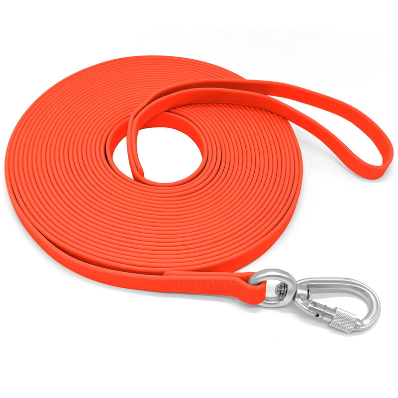 ZALER Long Dog Leash Waterproof Training Leashes 50ft 30ft 20ft 15ft 10ft 6ft, Odor Proof Recall Long Line Lead with Aviation Aluminum Carabiner Clip for Small, Medium, Large Dogs (20FT, Orange) - PawsPlanet Australia