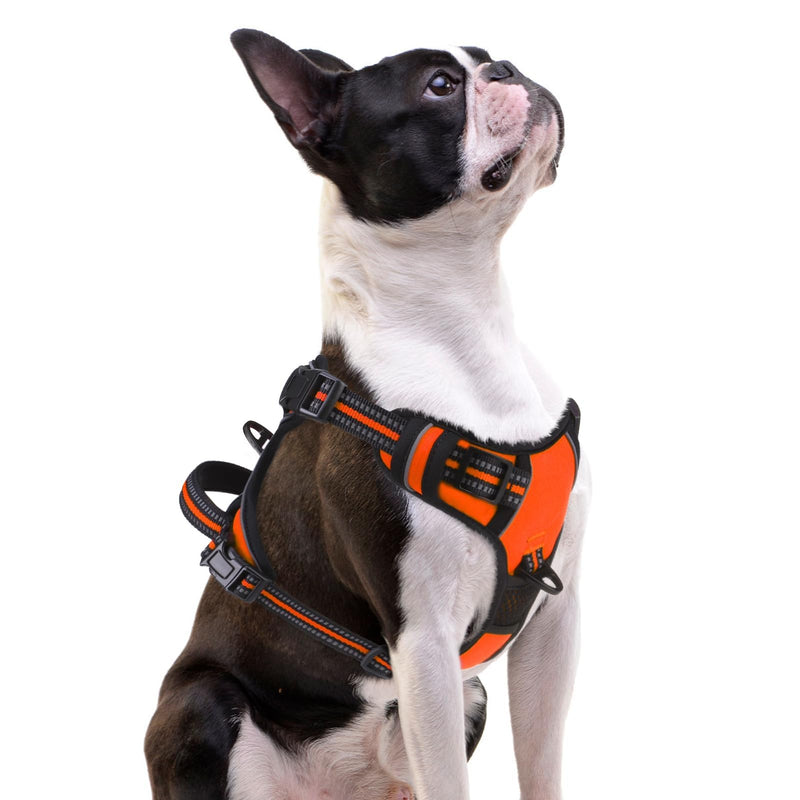 PUPTECK No Pull Dog Harness Small Sized, Adjustable Reflective Dog Harness with Handle Easy Control, Comfortable Soft Padded Pet Vest Harness for Small Dogs, Orange S - PawsPlanet Australia