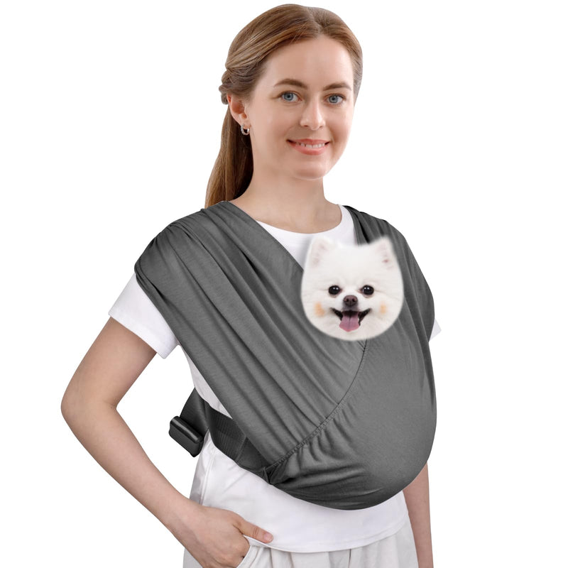 CUBY Swaddle Dog Sling Carrier for Small Dogs, Front Pet Sling Carrier Chest,Hands Free Adjustable Cat Sling Carrier Soft Cotton Reducing Pain Puppy Sling Carrier for Small Pet Up to 10lb (Dark Gray) Dark Gray - PawsPlanet Australia
