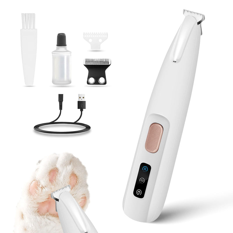 Saffory Paw Trimmer, Electric Dog Trimmer for Dogs Paw Hair Trimmer, Pet Paws Trimmer with Led Light, Rechargeable Low Noise Pet Trimmer Hair Clipper White - PawsPlanet Australia
