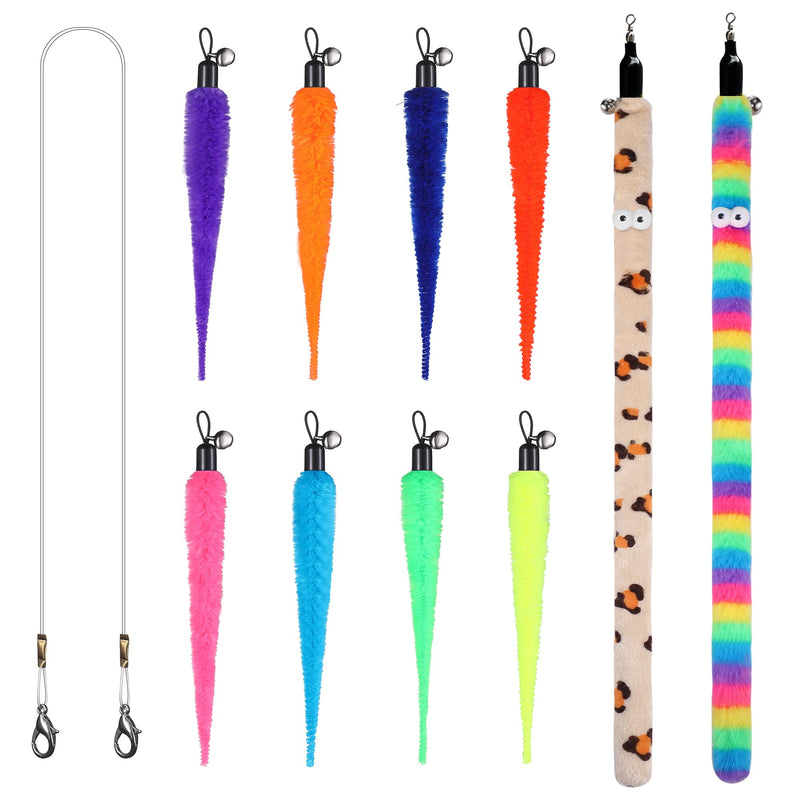 11 Pcs Cat Wand Worm Toy Refills,8 Pcs Worm Refills, 2 Pcs Long Snake Refills and 1 Piece of Cat Wand Replacement Rope(excluding Wand),for Bored Indoor Adult Cats Kitten - PawsPlanet Australia