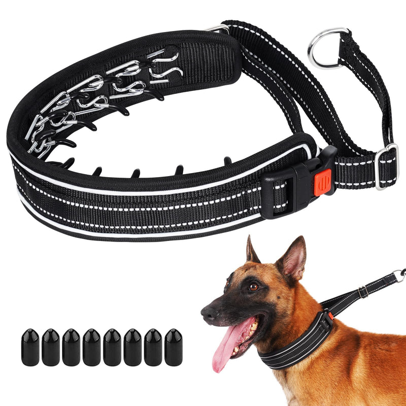 Mayerzon Martingale No Pull Dog Collar for Medium Large Dogs, Patented Hidden Adjustable Reflective Anti Pull Training Walking Collar with Buckle for Pitbull, German Shepherd, Rottweiler (M, Black) Medium: 11''-15'' - PawsPlanet Australia