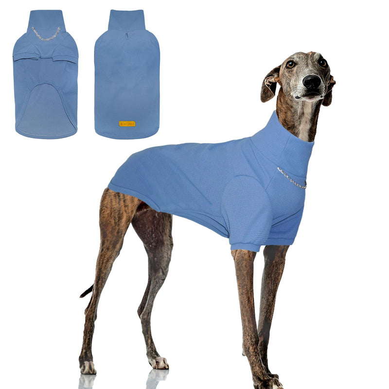 Turtleneck Dog Shirt, Cozy Dog T-Shirt Waffle Dog Clothes Warm Dog Sweatshirt Stretchy Pullover Sweater for Small Medium Large Dogs 2XL Light Blue - PawsPlanet Australia