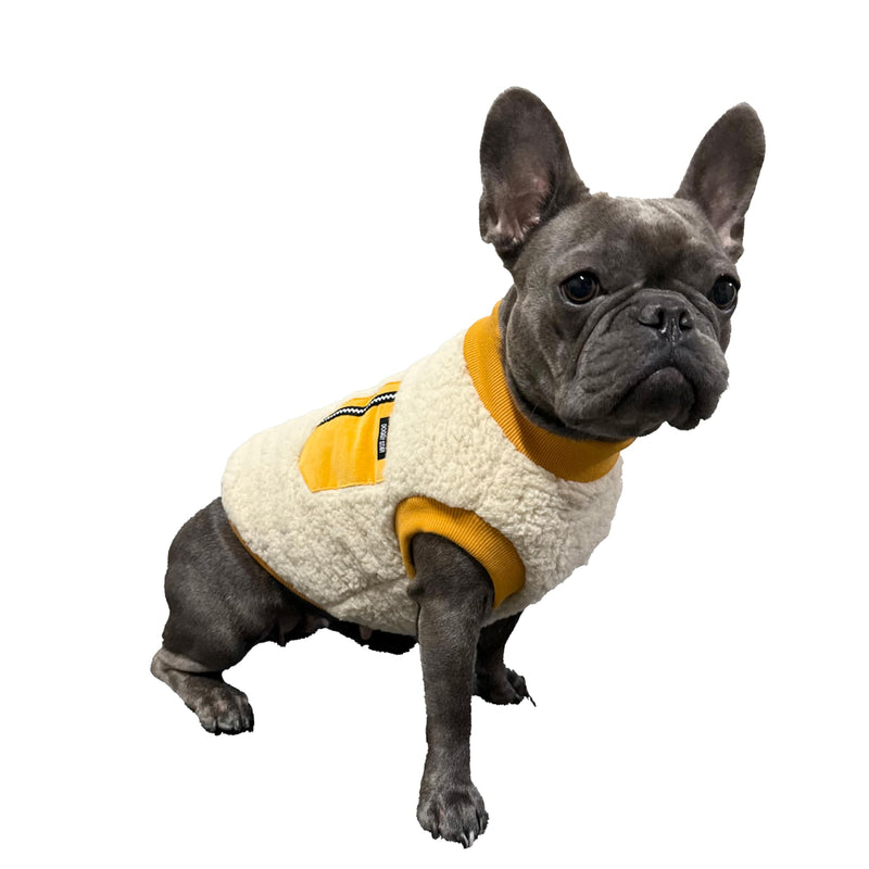 French Bulldog Clothes for Dogs Cozy Warm Fleece Cold Weather Coat Pocket Sweater Fall and Winter (XL,B Mustard Pkt) Pocket Warm Fleece XL - PawsPlanet Australia