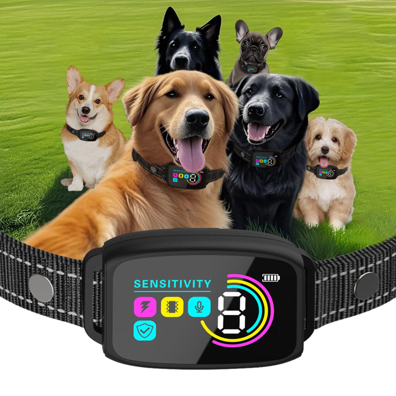 2025release Bark Collar for Large Medium Small Dogs, Smart Rechargeable Anti Barking Training Collar, 8 Sensitivity Levels, Beep/Vibration/Shock,IP67 Waterproof, Color Display - PawsPlanet Australia